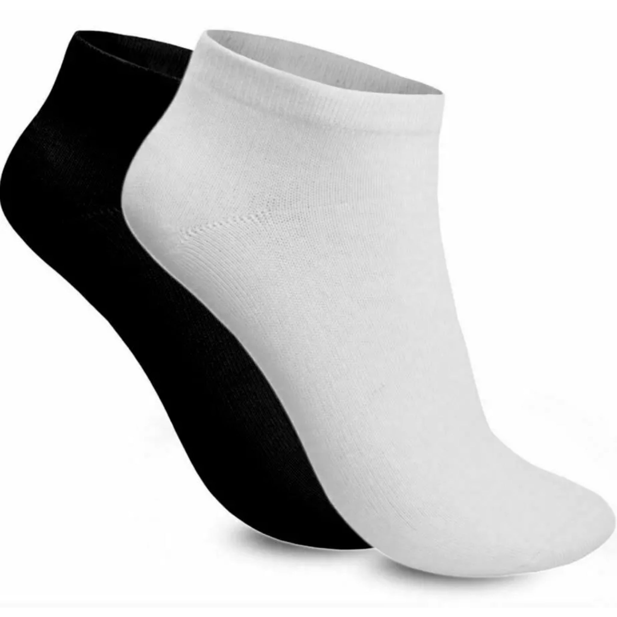 Men’s and women’s black and white ankle trainer socks – multi pack of 6, 9 or 12 pairs, breathable sports socks.